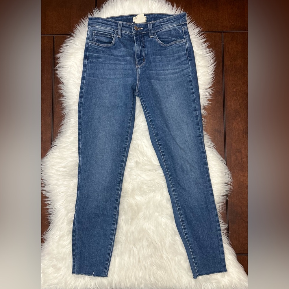L’AGENCE Size 25 Skinny High Waist Jeans Raw Hem Blue